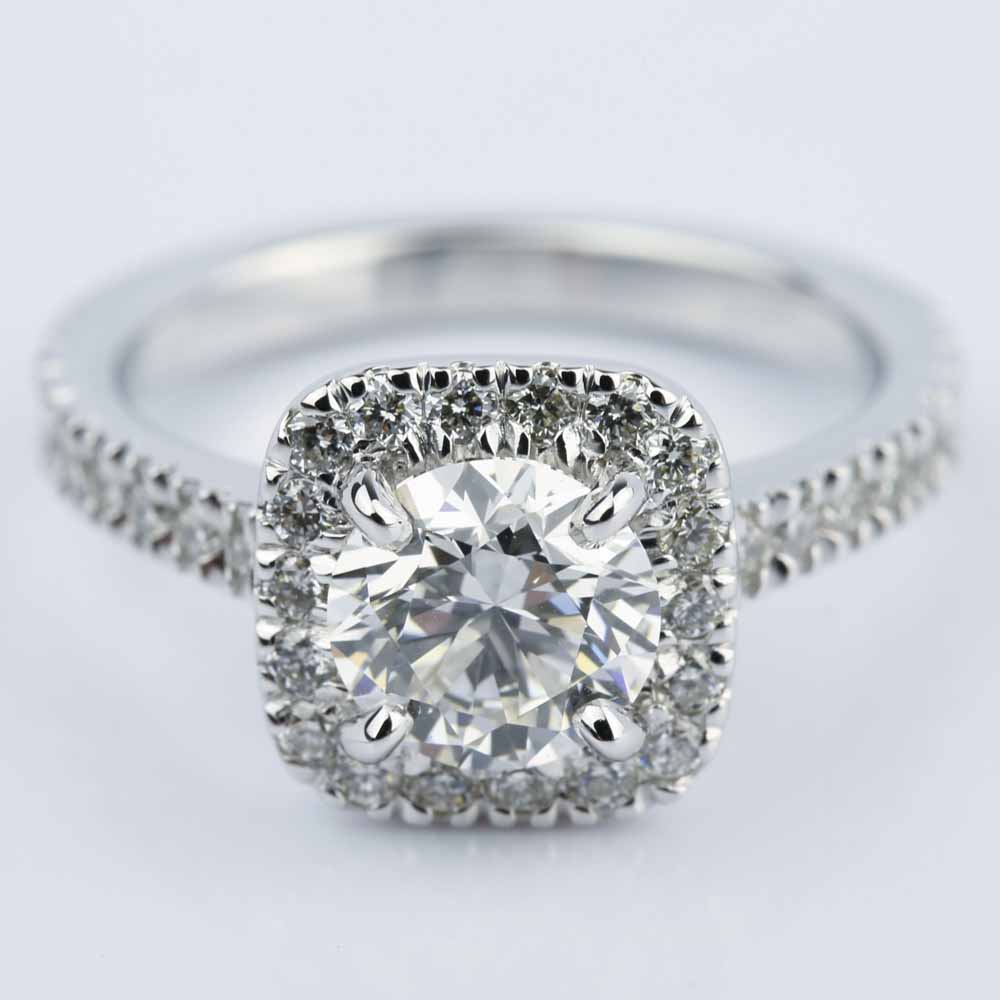  Square  Halo  Micro Pave Diamond Engagement  Ring  1 50 ct 